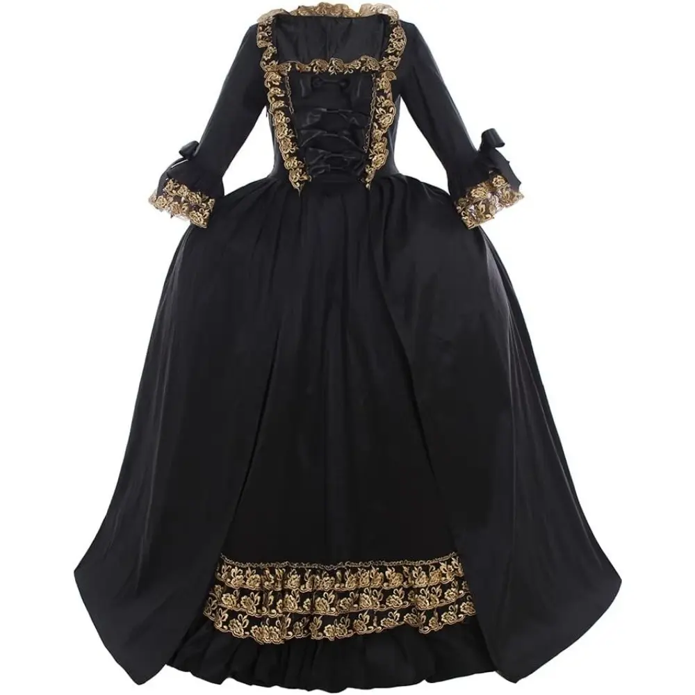 Women's Elegant Lace Queen Marie Antoinette Rococo Full-Length 18th-Century Victorian Dress, Structured Bodice, Flattering Cut, Polyester Clothes, Plus Size (2XL, 3XL, XXXL), Dry Clean Only, Ball Gown