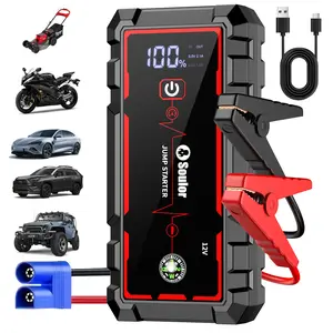 Soulor 8000mAh Portable Car Jump Starter 12V Battery Booster Power Bank with LED Emergency Light LCD Display Smart Jumper Cables for Cars SUVs Trucks