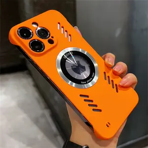 Frameless Cooling Magnetic PC Case For iPhone 17 16 15 13 Pro Max 12 11 14 Plus for Magsafe Heat Dissipated Hard Plain Cover