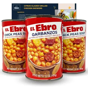 El Ebro Flavorful Chick Peas Stew - Garbanzos - 15 oz - Serves 2 - Pack of 3