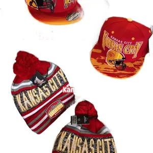 Kansas City Team Toboggans or Hats Red & Gold Helmet Design Perfect for Fans High-Quality Knit Beanie with Team Colors