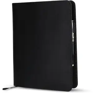 XL Leather Journal Cover 7.5 x 9.5 Inch - Refillable  Cover for Composition Notebook, Planner & Diary -  Protective Travel Writing Case, Black