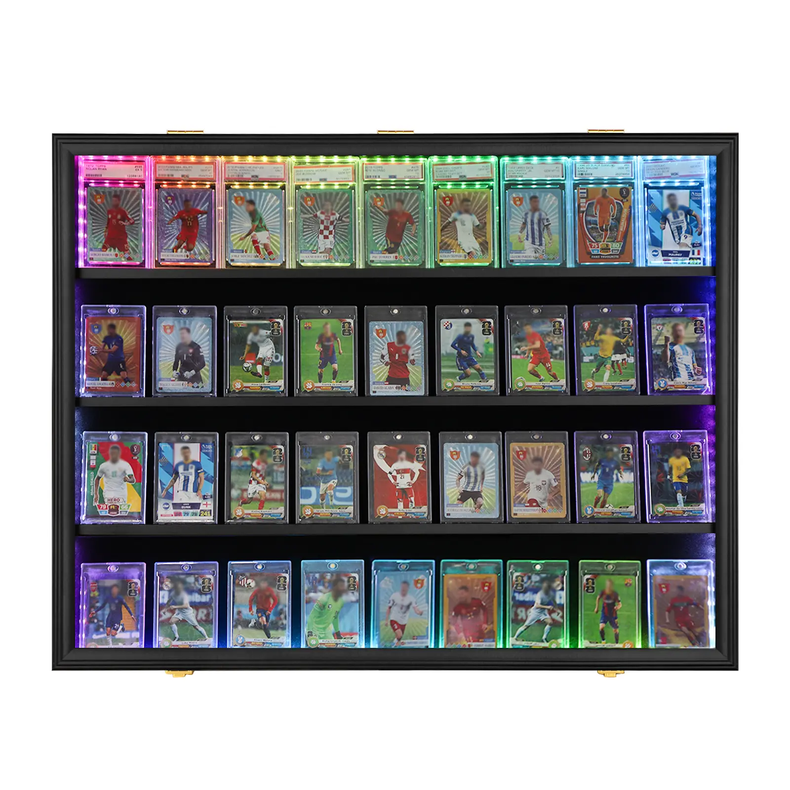 IHEIPYE LED Baseball Card Display Case 36 Graded Sports Card Frame with UV  Protection Clear View Lockable Wall Cabinet for Football Basketball Trading  Cards Horizontal Wood - TikTok Shop