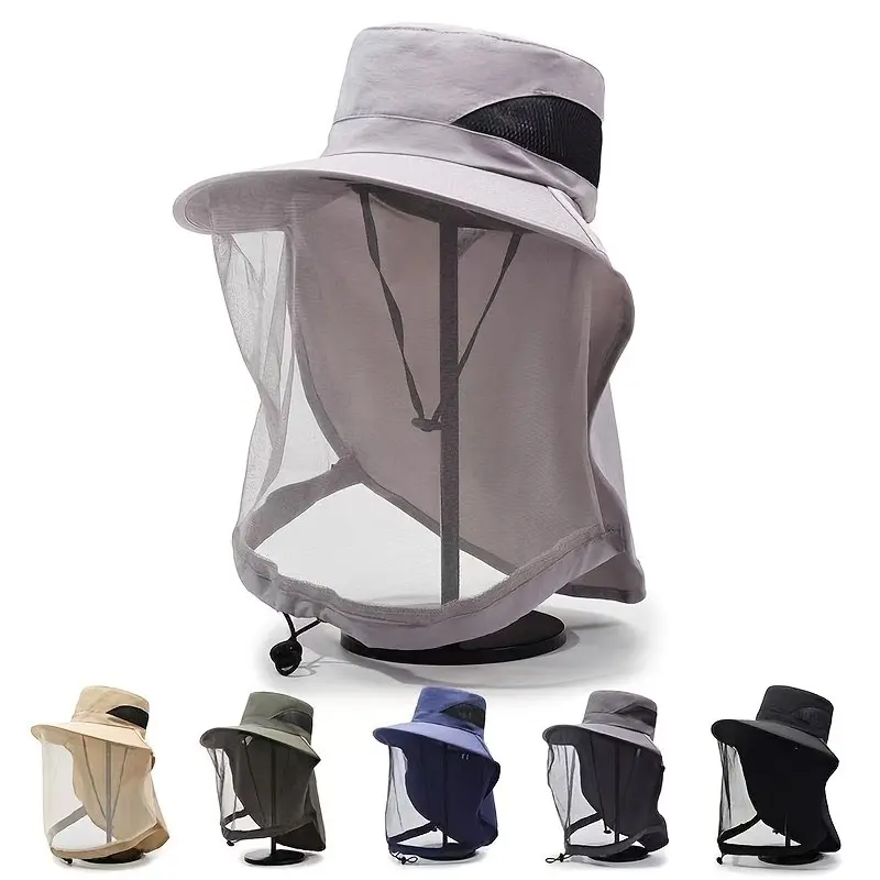 UPF50+ Sun Protection Bucket Hat with Full Face Neck Flap and Mesh for Men Women Outdoor Hiking Fishing Cap Lightweight Sun Hat
