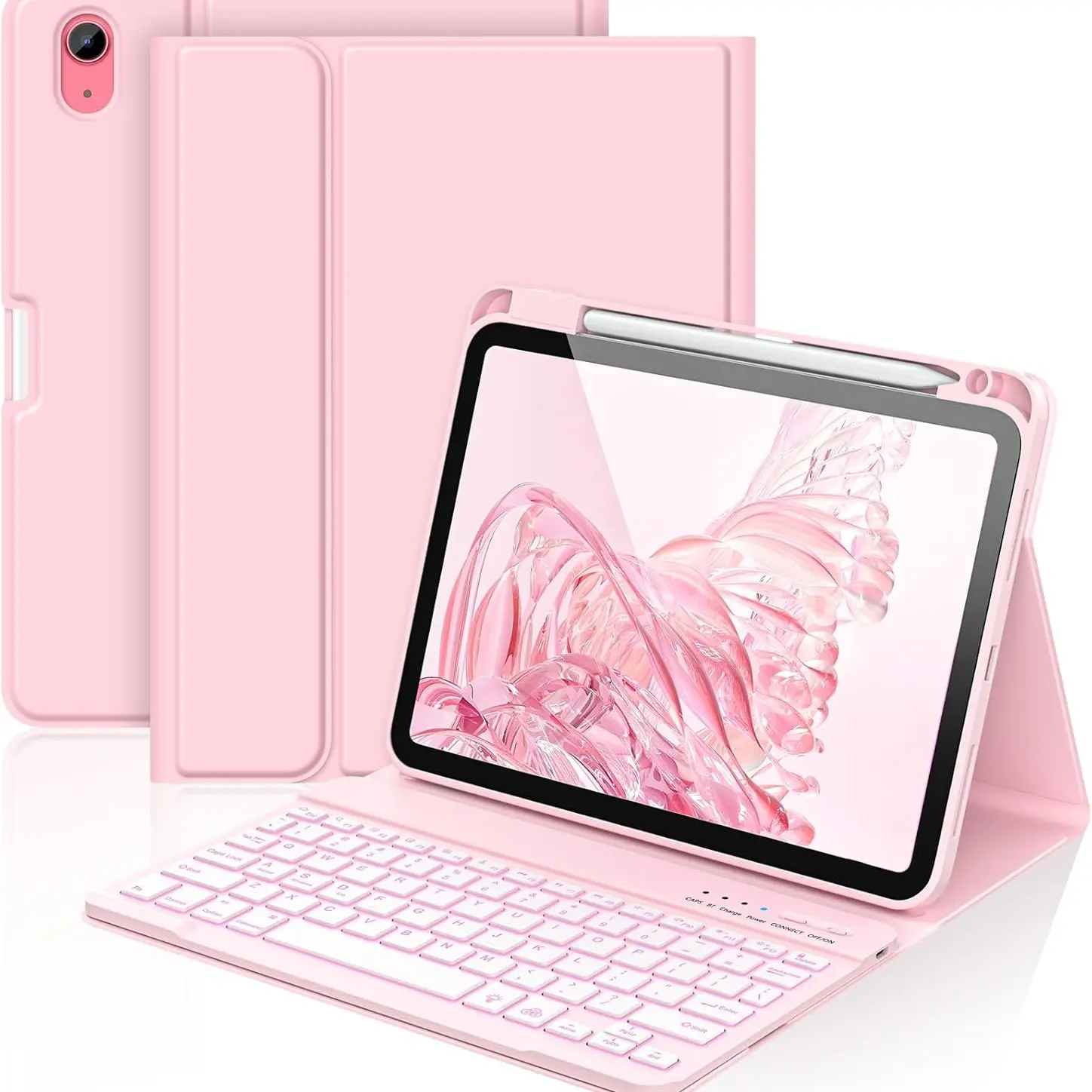 iPad A16 11th 10th Gen Case with Keyboard, 7 Colors Backlight, Detachable Folio, Smart On/off, Pen Holder, 10.9 Inch 2022 Tablet Protective Cover