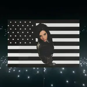 1 - Bill Kaltz and Tokyo Hotel Fan Wall Flag - Bold Black & White American Flag Design with Stars, Music Band Decoration for Concerts, Home, Office - Large 3x5ft Polyester Banner - No Electricity Needed - Ideal Gift for Taylor Yang Fans & Band Followers,