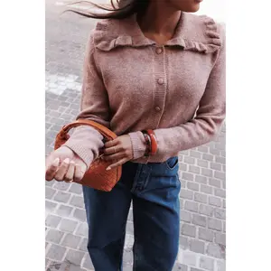 Carmello Frill Collar Cardigan - Mocha