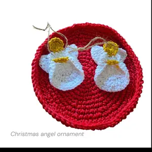 Hand-Crocheted Cotton Yarn Angel Ornament - Small, Lightweight Angel-Shape Holiday Decor, Christmas Aesthetics Piece for Home Festive Use