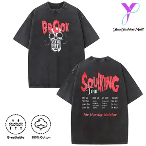 Washed T-shirt Brook "SoulKing Tour" Washed Oversized Tee – Double-Sided Print One Piece Shirt |   Vintage Streetwear Unisex T-Shirt |   Heavyweight Cotton Anime Manga Tee |   Gift for Anime Fans vintage t-shirt casual menswear style top Snowman Graphic