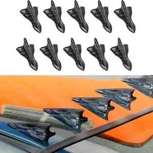 Air Vortex Generator Diffuser Shark Fin 10pcs Set Kit Compatible with Spoiler Roof Wing Pointed End Style Carbon Fiber Pattern