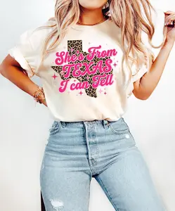 [Sale Up To 60%] She's From Texas I Can Tell Shirt, Texas Girl Tee, Country Music T-Shirt, Choosin Texas Sweatshirt, Retro Western Crewneck, Texans Outfit