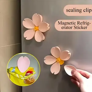 Magnetic Fridge Magnet Seal Clip, Creative High-End Design, Beautiful Sakura Fridge Magnet, Household Moisture-Proof Snack Seal Clip, Fridge Flower Magnets