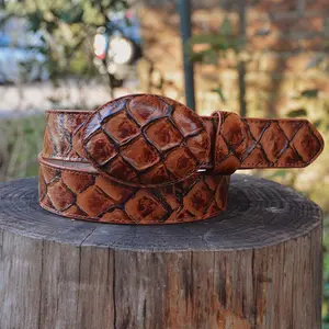 Men’s Print Pirarucu Cognac Belt