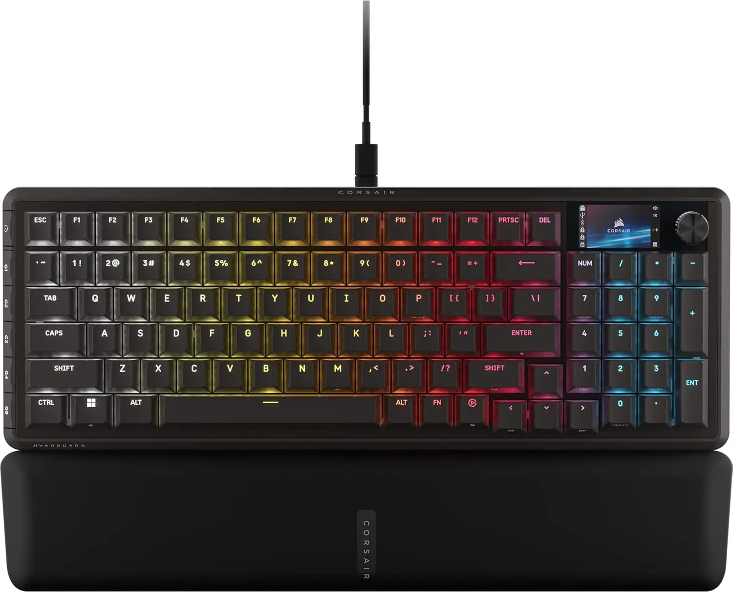Corsair Vanguard 96 Wired Mechanical Gaming Keyboard ? 96% Layout, MLX Fusion Tactile Switches, 8000Hz Polling, LCD Display, Virtual Stream Deck, G-Keys, SOCD Flashtap, QWERTY US ? Black
