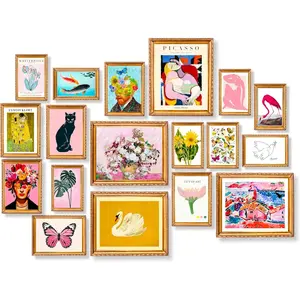 18 PCS Colorful Mixed Artistic Eclectic Wall Posters & Prints - Maximalist Flower Wall Decoration Stickers, Sunshine Photo Aesthetic Gift for Bedroom