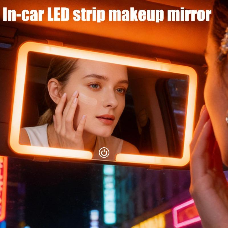 1Pcs Car LED Makeup Mirror Three Gear Adjustment Sun Visor Plate Interior Rear Mirrors Dimmable Touch Screen Car Vanity Mirror