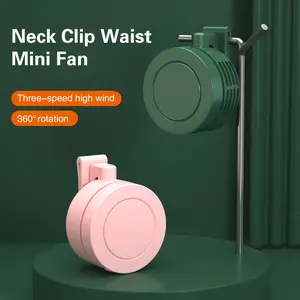 Mini Wearable Waist Fan – 360° Rotating Bladeless Airflow, USB or Battery Operated, Hands-Free Cooling for Hiking, Farming, and Camping