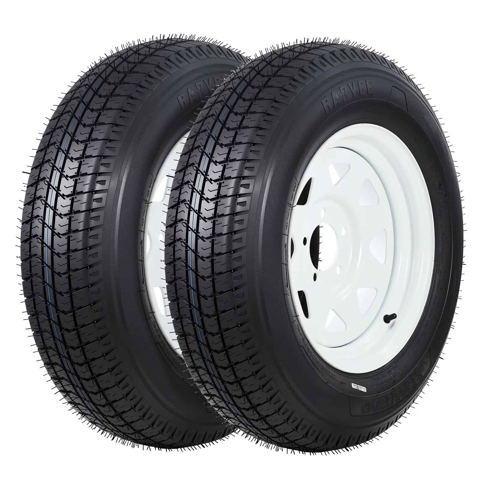 Pre-Mounted Heavy Duty All-Weather Trailer Tire & Wheel Set - 4.80-8, 6PR Load Range C, 4 Lug White Spoke Steel Rims, Load Capacity - Fits Utility, Boat Trailers