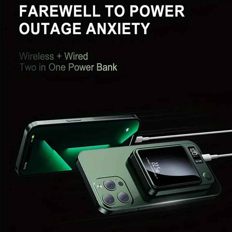 5000mAh/10000mAh Magnetic Wireless Power Bank, Ultra-Slim Compact Portable Power Bank with 22.5W Wired & 15W Wireless Output, 20W Input, Type-C Input/Output, Power Display, Compatible with iOS system