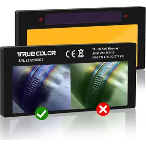 2x4 1/4 Gold Welding Lens,Gold Auto Darkening Welding Lens Replacement for Pancake and Pipeliner Welding Hood Parts,True Color Technology,HD Auto Darkening Welding Lens Shade 10