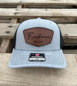 Leather Patch Trucker Hat – Last Name Wedding Hat, Adjustable Mesh Back Snapback Cap, Groomsmen & Bachelor Party Gift, Personalized Style Men’s Hat, Perfect Wedding Favor & Groom Gift
