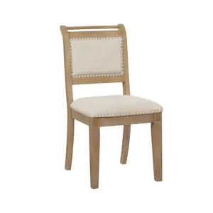 Linon Dining Chair Rubberwood Upholstered Rustic Beige Armless Dining Chair