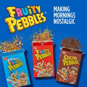 Post Fruity PEBBLES Cereal, Fruity Kids Cereal, Gluten Free Rice Cereal for Kids, 11 OZ Cereal Box