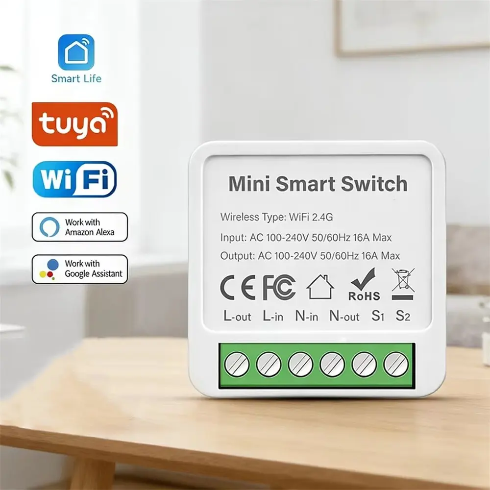 WiFi Smart Switch Module, Wireless Switch, Dual Control APP Remote Timing Function, Compatible with Alexa Google Assistant, Home Automation Solution