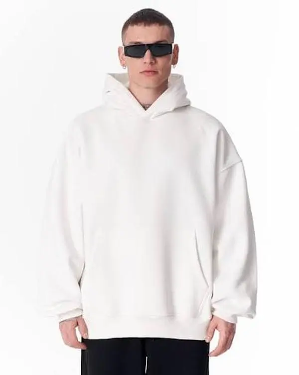 Plain White Hoodie for Men Women, Classic Pullover Hooded Sweatshirt, Solid Color Oversized Hoodie, Casual Long Sleeve Streetwear Top, Unisex Everyday Wear