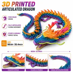 35.4-in Blackish Gold Giant Open-Mouthed Chinese Dragon 3DPrinted Family Statue, Home & Car Decor, Collectible, IdealHoliday Gift for Easter or Father's Day, Basket Filler RoomAccessory