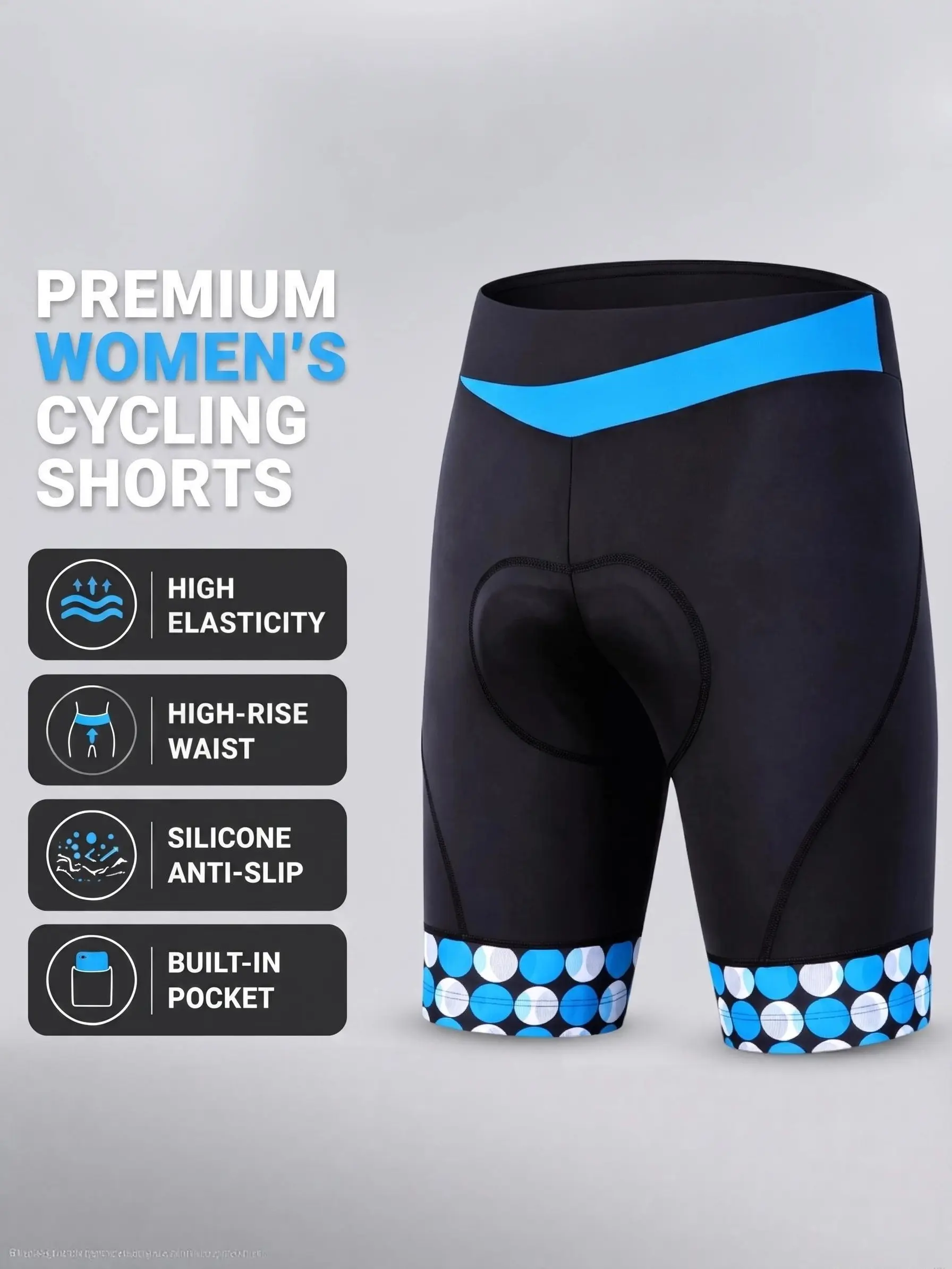 Women's 4D Geometric Cycling Shorts, Breathable Road Bike Shorts with Pockets, Elastic Comfort Performance, ,Biker Shortswith Ergonomic Padded Protection Sportswear Clothing Sports Wear