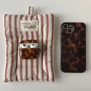 Fashionable Leopard Phone Case with Earphone Case, Phone Protective Cover, Stylish Earphone Case, Accessories, Compatible with iPhone 17 16 15 14 13 12 11 X XS XR Pro Max Plus Air & AirPods