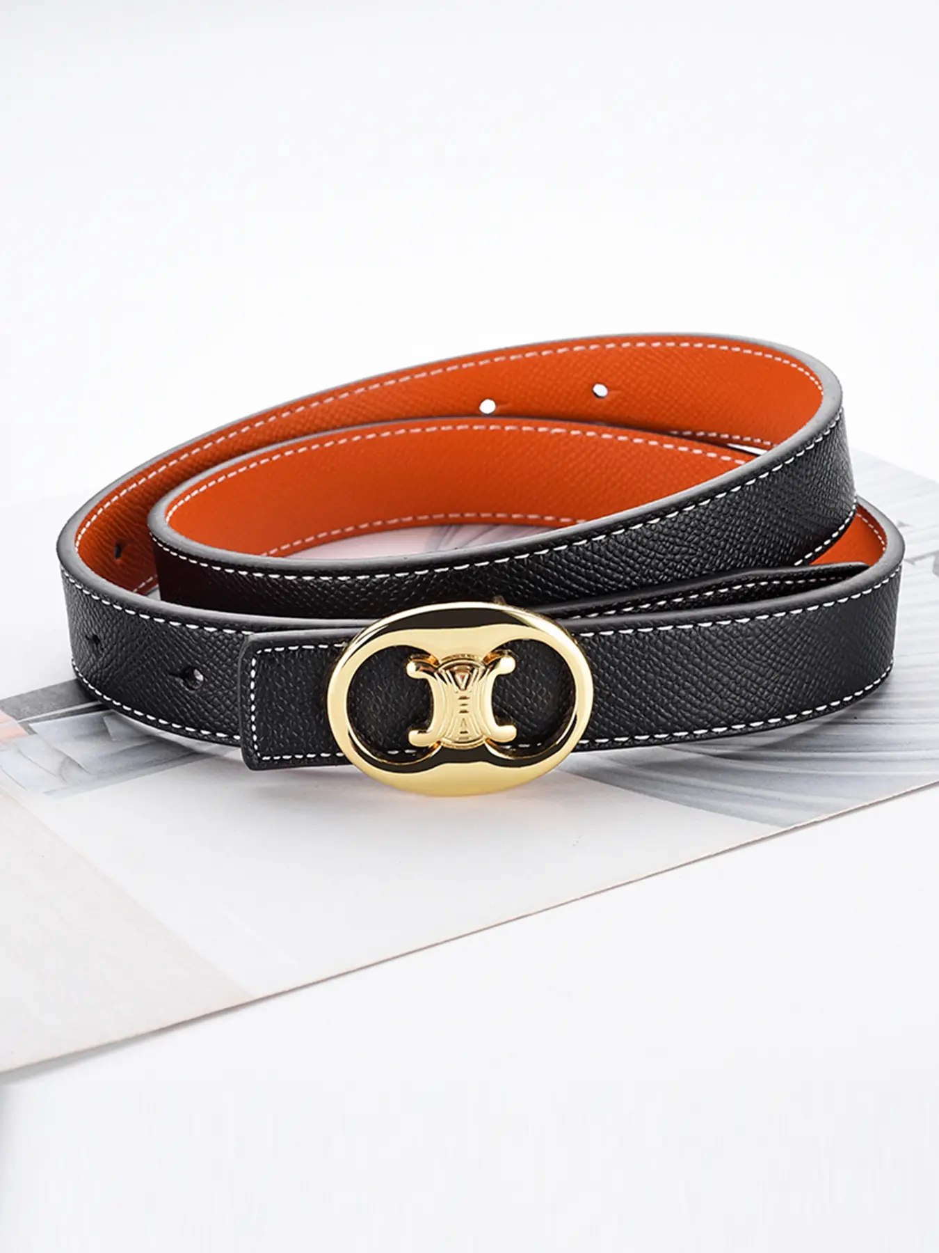 Women's Fashion Casual High-Quality Leather Belt, Metal Trendy Versatile Buckle Belt, Reversible Leather Belts, Dual-Sided Use, Suitable for Various Occasions and, Stylish Belts, Stylish and Versatile, Classic Belt