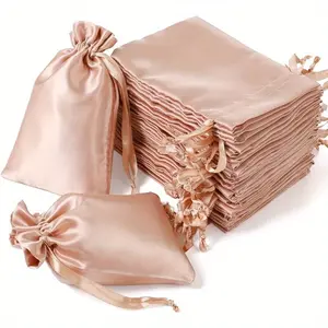 Satin Bags with Drawstring - 20/50 Pcs Wedding Favor & Jewelry Mini Gift Bags in Rose Gold, Ideal for Jewelry Making Display & Business Party Favors