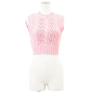 Pre-owned PRADA Cotton Small Leather Goods Cropped Knit Vest Knit Vest