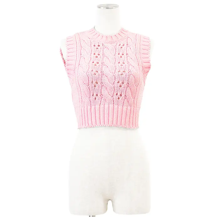 Pre-owned PRADA Cotton Small Leather Goods Cropped Knit Vest Knit