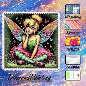 DIY 5D Flocking Diamond Painting Kit, AB Drills, Fairy Dust, Crystal Drills, Fairy, Rainbow, Butterfly Diamond Embroidery, Special Craft Diamond Art Kit, Wall Decor, Gift for Family, Loved Ones, Friends, Handicraft