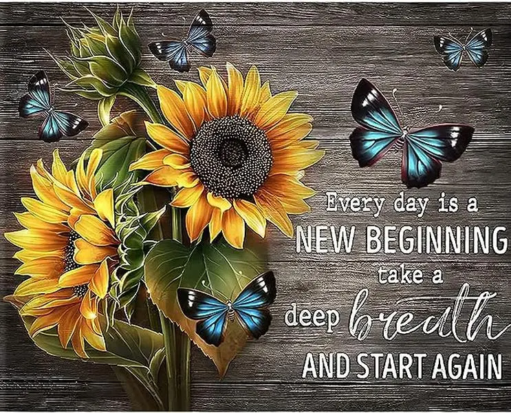 New Beginnings Sunflowers and Butterflies Completed Diamond Painting