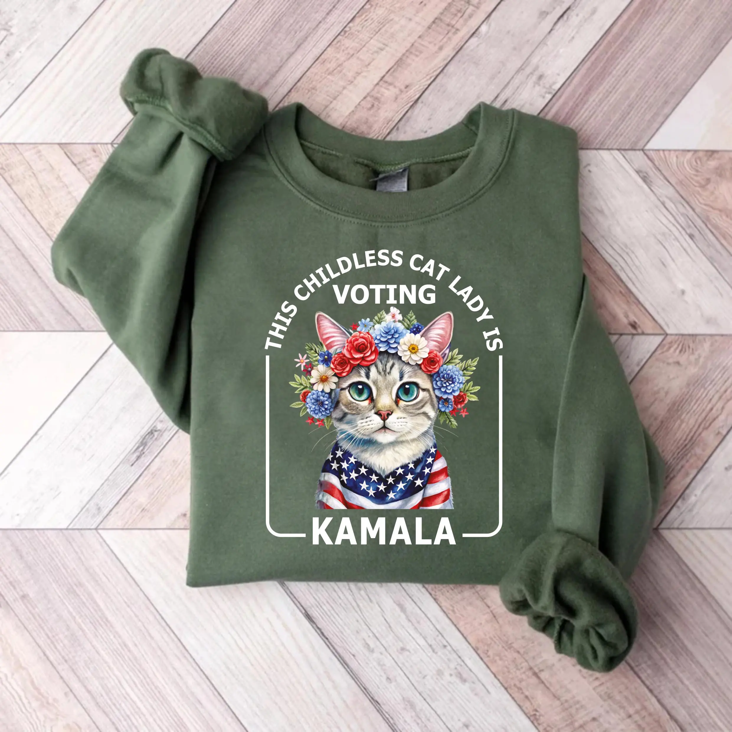 Kamala Harris President 2024 Sweatshirt, Harris For the People, Childless Cat Lady Sweatshirt, Feminist Sweatshirt