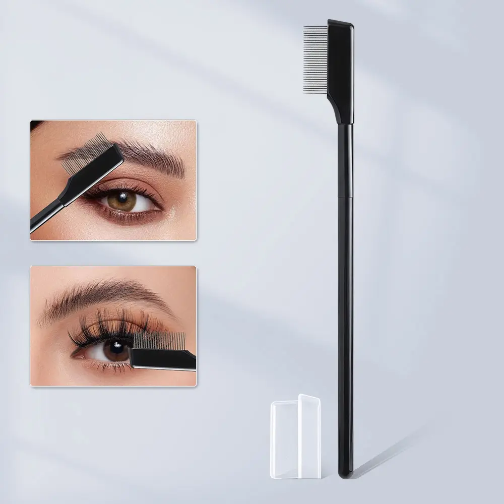 Stainless Steel Eyelash Comb, Mascara Lash Separator, Lash Separator Tool, False Eyelash Brush, Prevents Crossed Lashes, Portable with Lid, Makeup Use, Cosmetic Makeup Tool, Cosmetic Tools