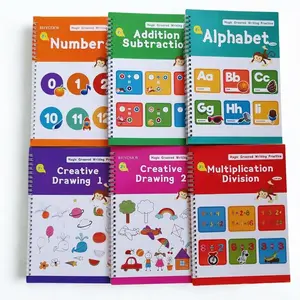 Magic Grooved Writing Practice Books for  with Disappearing Ink Pens Grips,  Handwriting Workbooks 6 count Writing Practice Books, Letter Tracing Copybook for  Ages 3-8