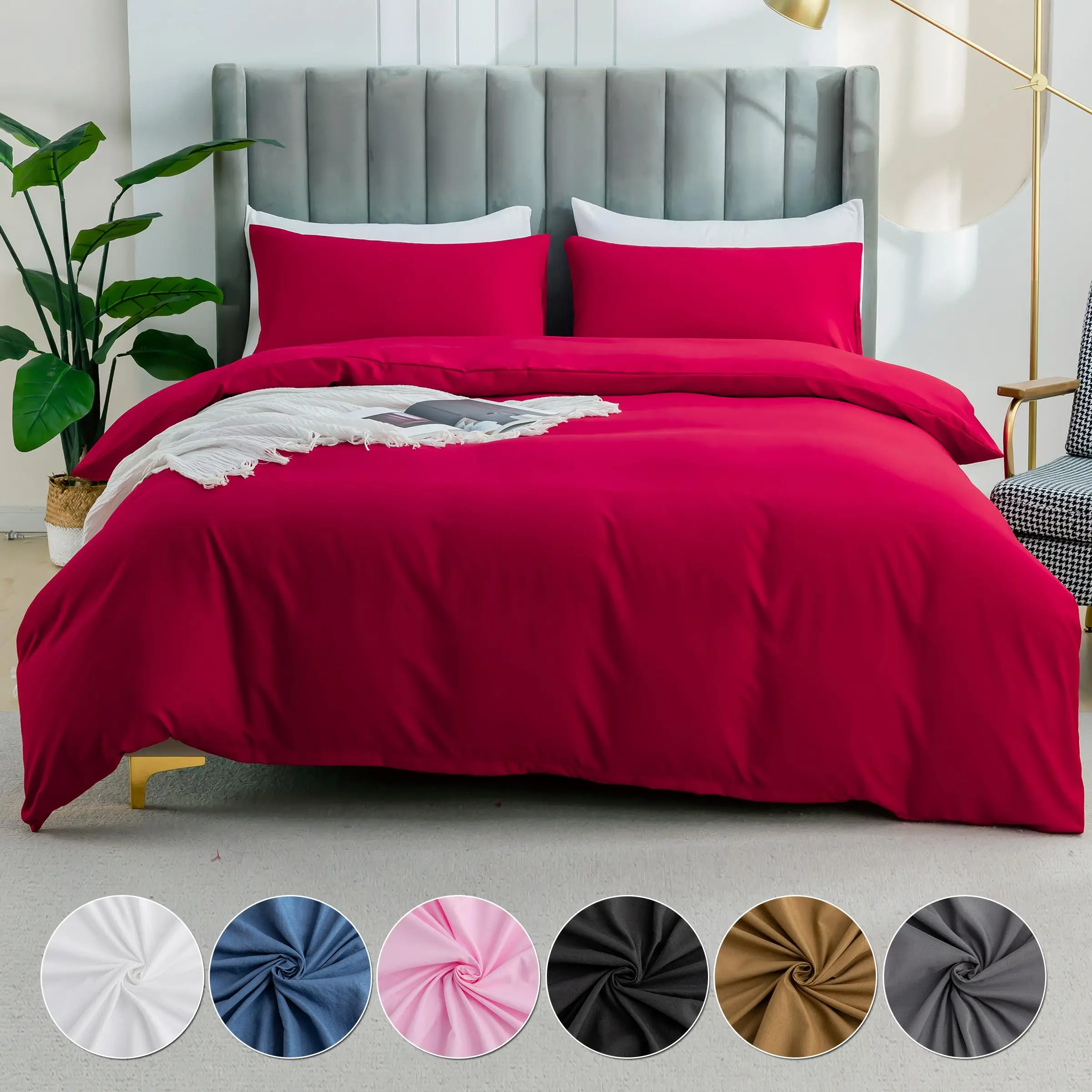 Solid Color Duvet Cover Set, 2/3 Counts Including 1 Duvet Cover & 1/2 Pillowcase without Filler, Soft Comfortable Bedding Set for Bedroom