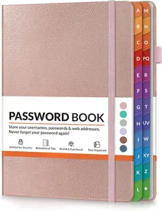 Password Book with Colorful Alphabetical Tabs, Password Books for Seniors, Password Keeper Book for Computer and Internet Address Website Login, 5.3''x 7.7''- Rose