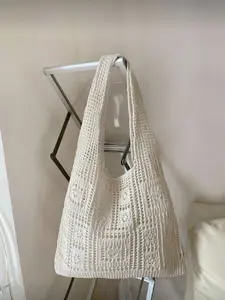 Minimalist Crochet Bag with Hollow Design, Large Capacity, Portable, Lightweight Tote Bag, Handbag Tote Bag, Handcrafted Bag, Perfect for Girls, Women, Students, Office, School, Beach, Summer