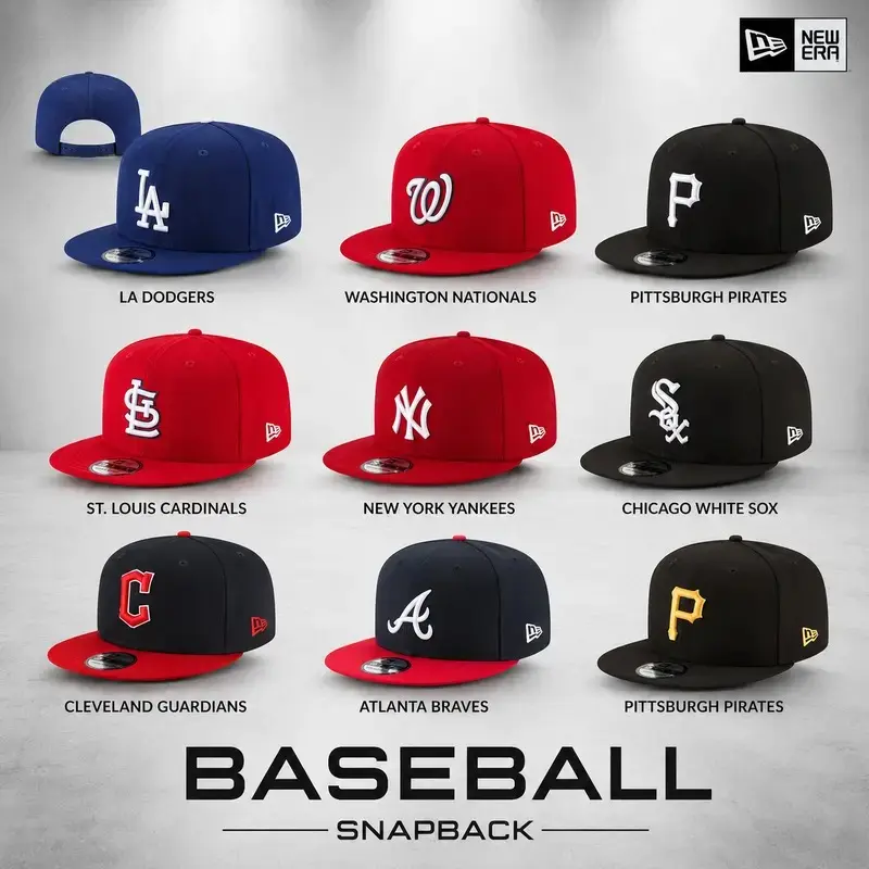New Era MLB Snapback Hats - Collectible Sports Headwear for LA Dodgers, New York Yankees, Chicago White Sox Fitted Cool Hats