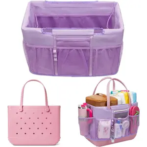 Beach Bag Organizer Insert for   Accessories,Xl X Lightweight Wrap Around Inner Outer Liner,18 Pockets,Mesh Zipper Pocket Storage,Organizing L Rubber Eva Tote Bags Organization