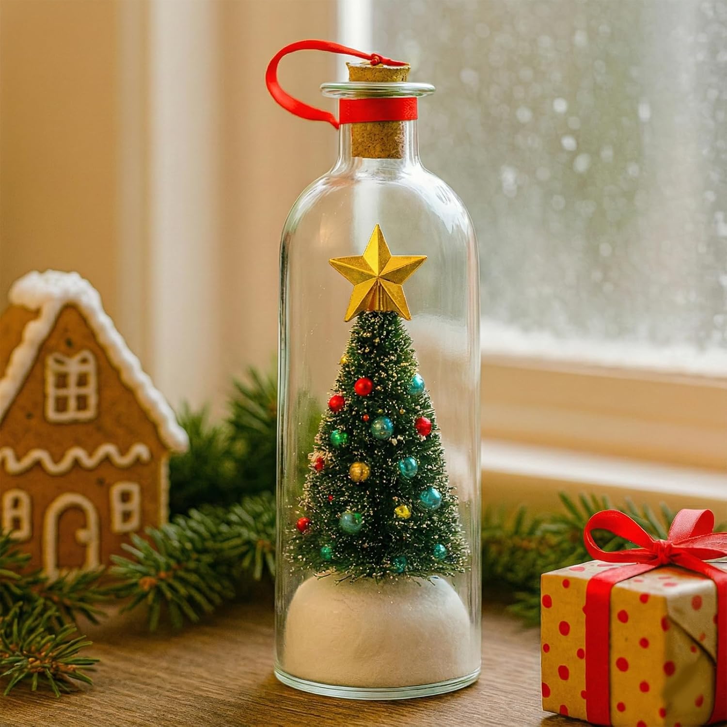 3PCS Christmas Tree Message in A Bottle, Personalized Voice Recording Keepsake Ornament, Durable Holiday Decor, Playback Cork, Unique Festive Gift for Family & Friends