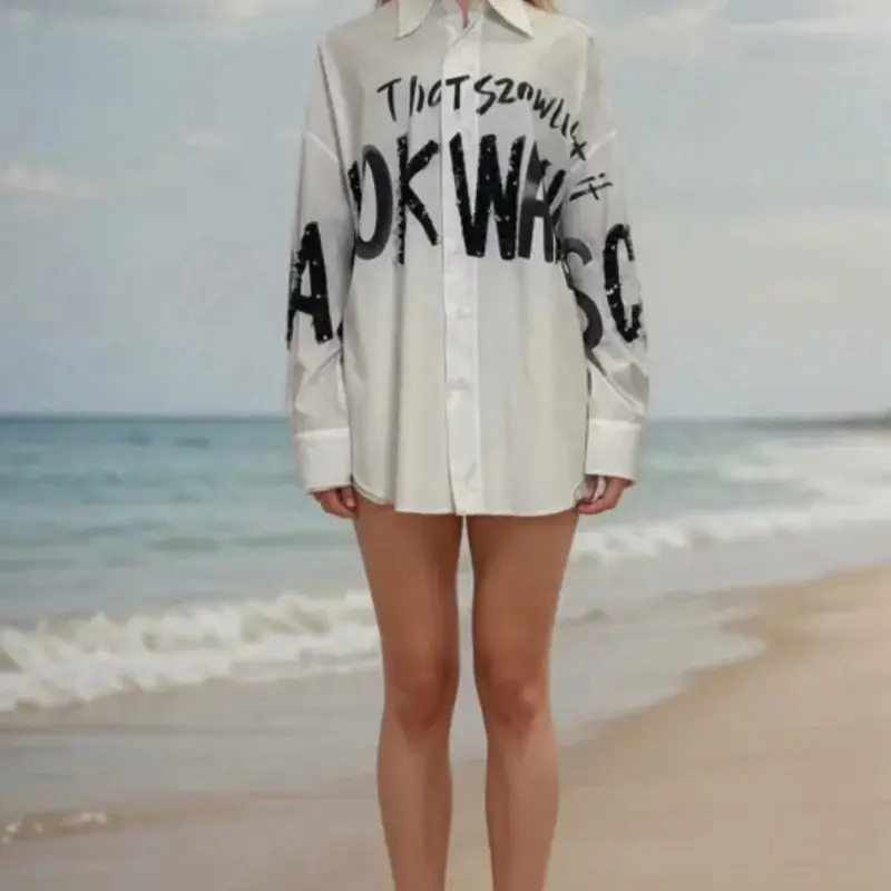 Oversize Graffiti Sequin Statement Shirt