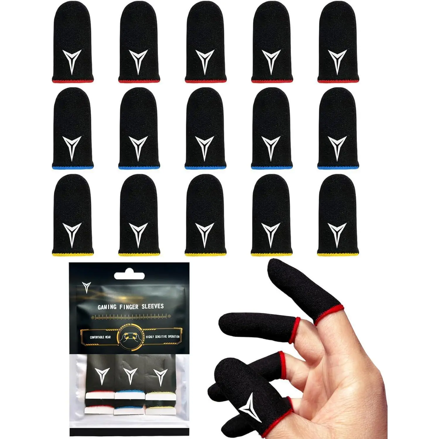 15 Pcs Carbon Fiber Professional Gaming Finger Pads - Gamer Stuff, Ultra-Thin, Breathable, Sweat-Proof, Highly Sensitive, Compatible with Smartphone & Console Accessories