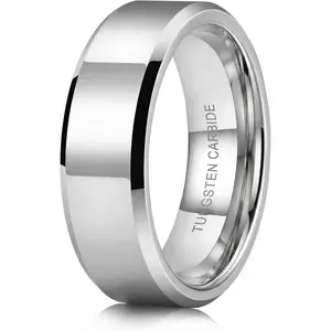 Sanfenly Tungsten Wedding Band Ring for Men 4/6/8mm Mens Wedding Band Black/Gray/Silver/Gold Plated Mens Rings High Polish Scratch Resistant Engagement Promise Rings Jewelry Comfort Fit